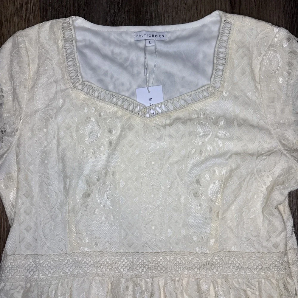 NEW Baltic Born Kody Lace Midi Dress Large Ivory Cream Vintage Bridal Wedding‎